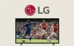LG smart-TV med en fotballkamp på skjermen